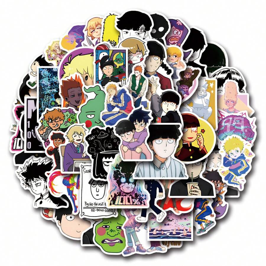 110 miếng dán Graffiti Mob Psycho 100, Graffiti hoạt hình dễ thương, Phần thưởng cho tiệc - Miếng dán sổ lưu niệm thẩm mỹ cho bình nước, máy tính xách tay, hành lý, Lựa chọn hoàn hảo để trang trí ngày lễ - Nhiều màu - Xem 1