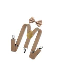 儿童吊带和领结套装，学生西装领结夹裤子吊带，婴儿和儿童可调节吊带夹，适合婚礼派对生日 - 彩色 - 查看 22