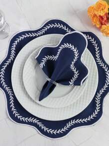 Set Of Placemats Sousplat + Paris Napkins With White Embroidery - 藏蓝色 - 查看 3