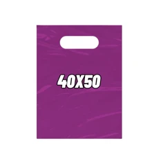 100 Plastic Bags 40x50 Clown Mouth Small Bags For Stores Open Handles - Purple - View 1