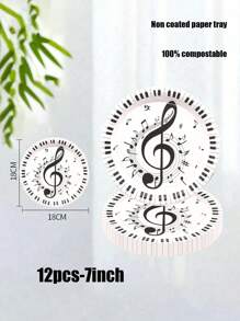 Juego de 24 piezas, hecho de materiales que incluyen platos de papel desechables, platos de papel con tema de notas de piano, platos de papel de 7 pulgadas, cartón de 9 pulgadas, platos de fiesta desechables, materiales, platos de papel, accesorios de fiesta, decoraciones de fiesta, platos para postres, utilizados para fiestas, reuniones, barbacoas, picnics, campamentos, regalos para mamá, fiestas temáticas de cumpleaños y juegos de cubiertos, platos, pañuelos, vasos de papel, decoración del hogar - Multicolor - Ver 10