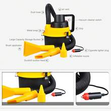Car Multifunctional Vacuum Cleaner With Strong Suction Power, Portable Vacuum Cleaner For Wet And Dry Use, Large Capacity Tank Vacuum Cleaner, Air Suction And Inflatable Car Tool, Powerful Vacuum Cleaner For Car - Màu vàng - Xem 6