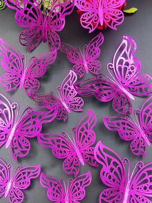 12 piezas Pegatinas de pared de mariposas 3D huecas, decoraciones para fiestas y bodas, decoración de pared del hogar, telón de fondo para fotos, adecuado para Halloween, Día de San Valentín, Día del Padre, Día de la Madre, bodas, fiestas, regalo para seres queridos, pegatinas, vinilos decorativos para el hogar, artículos de decoración de primavera para refrescar tu hogar, pegatinas de decoración de ramas - Multicolor - Ver 7