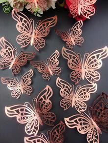 12 piezas Pegatinas de pared de mariposas 3D huecas, decoraciones para fiestas y bodas, decoración de pared del hogar, telón de fondo para fotos, adecuado para Halloween, Día de San Valentín, Día del Padre, Día de la Madre, bodas, fiestas, regalo para seres queridos, pegatinas, vinilos decorativos para el hogar, artículos de decoración de primavera para refrescar tu hogar, pegatinas de decoración de ramas - Multicolor - Ver 6