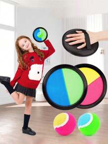 1 set Jeu de lancer et d'attrapé de balles avec crochets et boucles amusant pour enfants, jouets de jeu interactif de lancer et d'attraper (couleur aléatoire)