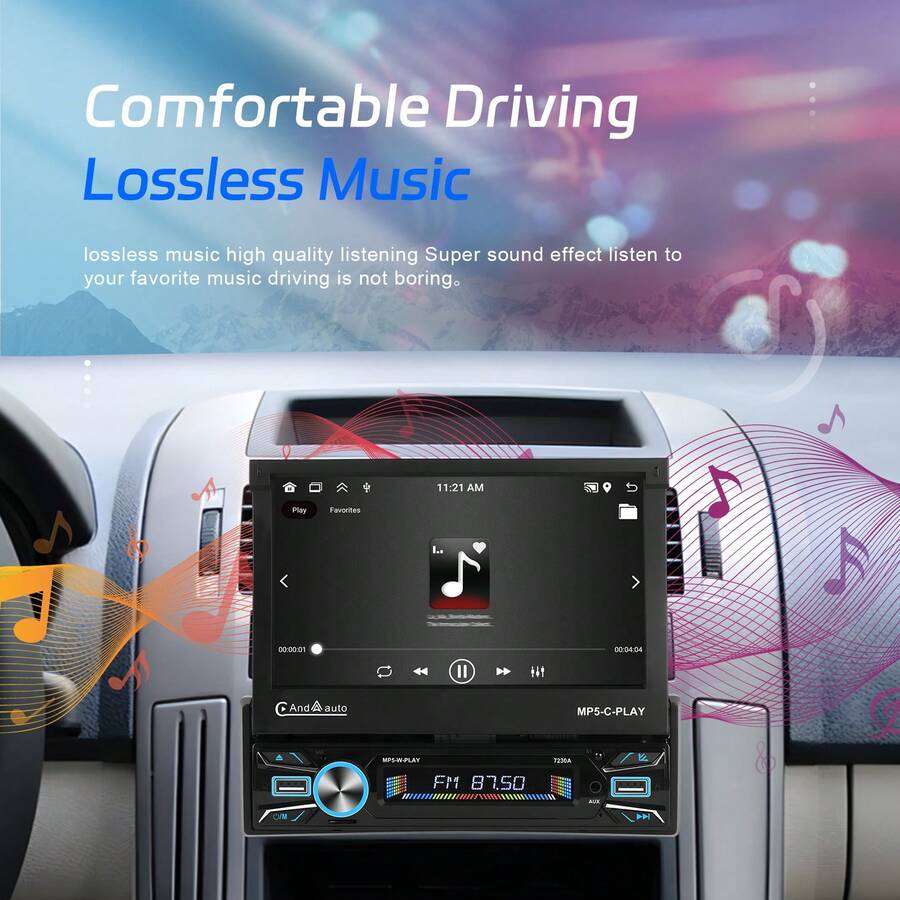 Single Din 2G+64G Android Car Stereo Wireless Carplay Android Auto, 7