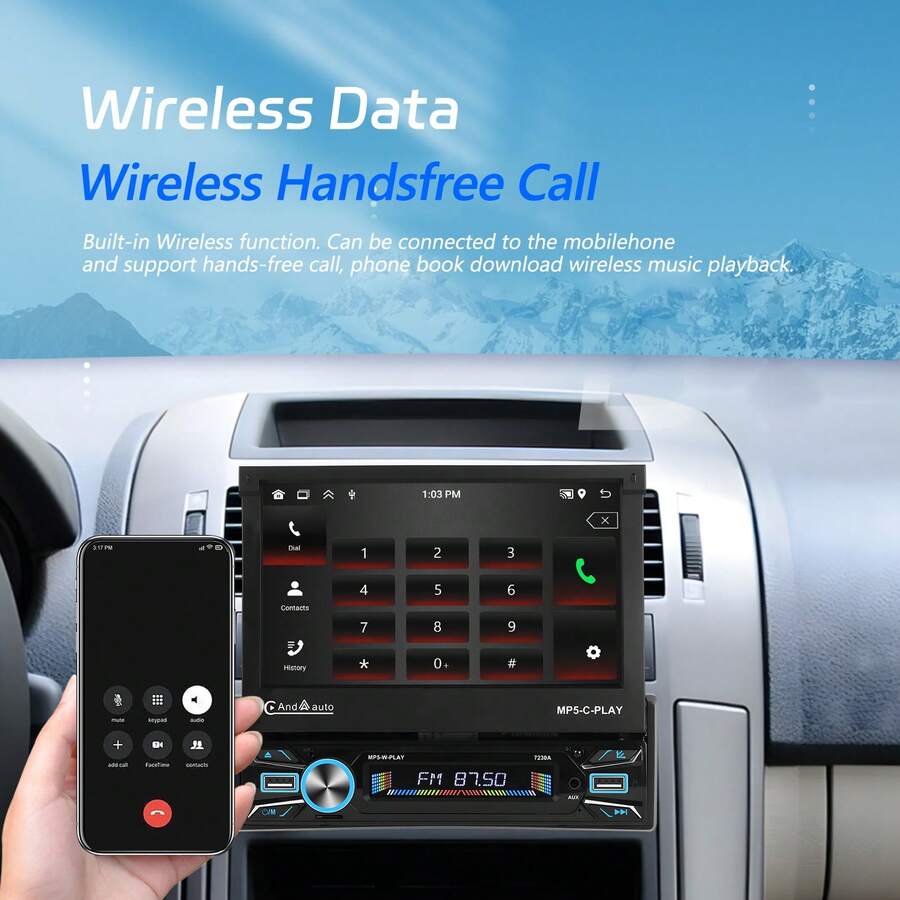 Single Din 2G+64G Android Car Stereo Wireless Carplay Android Auto, 7