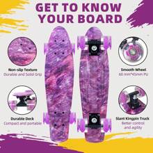 Skateboards 22 Inch Mini Cruiser Skateboard Complete Retro Skate Boards With Colorful Light Up Wheels For Beginners - Purple - View 2