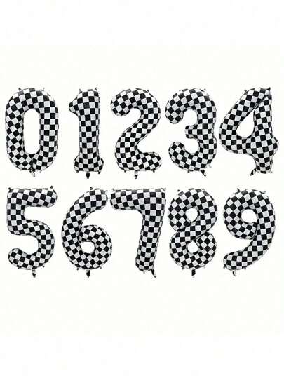 0-9数字气球，大型自充气铝箔数字气球0-9，粉彩数码5氦气球，适合男孩女孩生日派对、毕业典礼、周年纪念、婴儿派对（网格纹理）