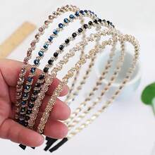 2 件/套韩式水晶水钻装饰发箍，可爱百搭，防滑，适合洗脸和发型设计 - 彩色 - 查看 1