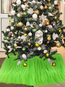1 件 - 圣诞树项圈圣诞树裙，圣诞树项圈绿色毛茸茸圣诞树底座项圈，酸橙绿色长毛圣诞树装饰可卷起圆形树架盖底座盖圣诞树环圣诞树配件，圣诞树 3D 栅栏适用于节日冬季派对装饰 - 綠色 - 查看 6
