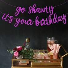 1Set,DIY String Go Shawty This Is Your Birthday Banner Hip Hop Theme Flash Happy Birthday Banner-Pre String-Black Rap Theme Happy Birthday Sign Man Woman Birthday Party Supply