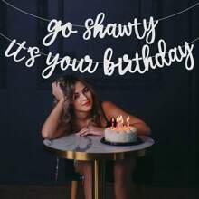 1Set,DIY String Go Shawty This Is Your Birthday Banner Hip Hop Theme Flash Happy Birthday Banner-Pre String-Black Rap Theme Happy Birthday Sign Man Woman Birthday Party Supply