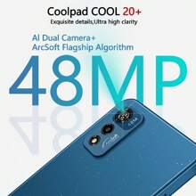 Coolpad COOL20+ ，Android 11，蓝色，CPU：G80，4+64GB，6.517' HD+，屏幕，电池：4500mAh，后置摄像头：48MP，AI 双摄像头，前置摄像头：5MP，侧面指纹 + 面部解锁，双卡 4G，插头为欧洲标准，智能手机 - Starry Blue - 查看 5