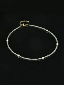 1 chiếc vòng cổ choker bằng pha lê tự nhiên và ngọc trai mạ vàng 18K dành cho nữ - Nhiều màu - Xem 16