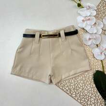 Stylish Set For Girls Cropped Top And Tailored Shorts With Belt Blogger - 白色 - 查看 6