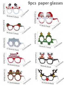 9 Piezas Gafas de papel 3D Feliz Navidad, estilo de Papá Noel, Renos, Muñeco de Nieve, Árbol de Navidad, Accesorios para fotos navideñas, Decoraciones navideñas, Juguetes y regalos navideños, Recuerdos para fiesta de Navidad, Decoración de fiesta de Navidad, Decoración de Año Nuevo 2025, Navidad