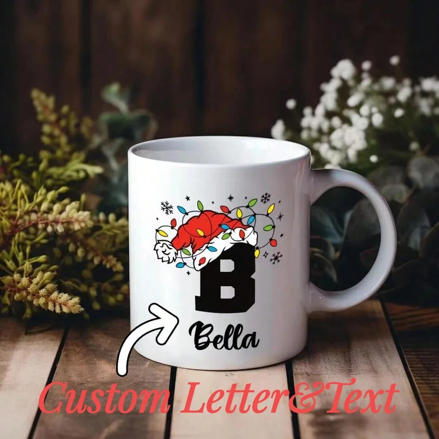 1 chiếc cốc cà phê Giáng sinh chữ cái A-Z cho văn phòng và gia đình, cốc cà phê bằng gốm Giáng sinh có tên và chữ cái, quà tặng sinh nhật cho phụ nữ, mẹ, bạn thân, cô dâu, quà tặng phù dâu, tách trà trắng, quà tặng Lễ Tạ ơn / Giáng sinh (11oz) - Cốc hình ông già Noel 330ml - Xem 1