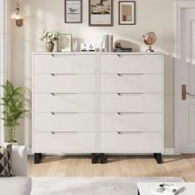 GOCAPTAIN 5 Dresser For Bedroom, 51" Tall Dresser, Freestanding Vertical Drawer Dresser With Storage, Wooden Closet Dresser Storage Dresser Chest For Living Room, Hallway, Entryway - 白色 - 查看 2