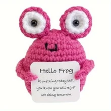 手工企鹅礼物，有趣的钩针企鹅装饰吊坠，有趣的减压装饰，创意钩针鲨鱼/海龟/青蛙鼓励装饰，带有积极留言卡，铜钥匙链吊坠，装饰企鹅，蜜蜂，积极土豆，万圣节圣诞礼物。 - 彩色 - 查看 22