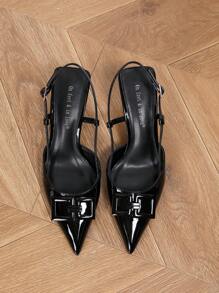 On feet& in love Plus Size & Extra Wide Square Toe Fashion Button Decor Women High Heel Pumps, Suitable For Dresses, Weddings, Commuting And Versatile Wear,Kitten Heels