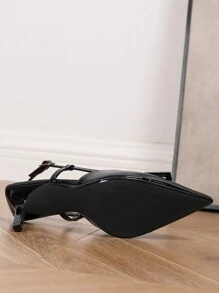 On feet& in love Plus Size & Extra Wide Square Toe Fashion Button Decor Women High Heel Pumps, Suitable For Dresses, Weddings, Commuting And Versatile Wear,Kitten Heels