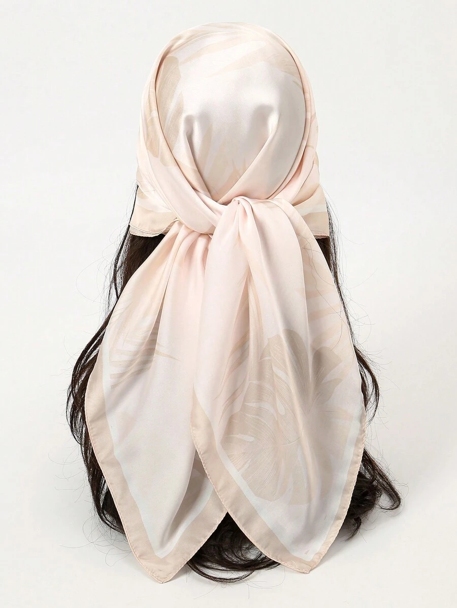 1 chiếc khăn Bandana họa tiết hoa đơn giản 90x90cm, Băng đô đa năng mới/Dây buộc tóc/Khăn quàng cổ/Phụ kiện thời trang cho phụ nữ, Mùa xuân/Thu - Nhiều màu - Xem 1