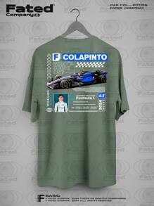 T-Shirt Driver Franco Colapinto #43 Williams Team - Fated Car 100% Cotton - 綠色 - 查看 1