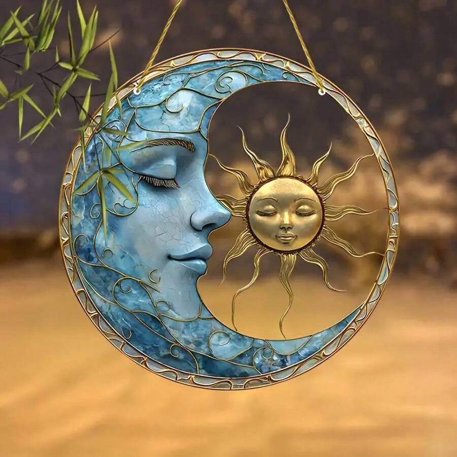 Đồ trang trí cửa sổ bằng kính màu Moon & Sun - Đồ treo cửa sổ nhiều màu sắc cho gia đình, văn phòng, trang trí sân vườn | Món quà hoàn hảo cho phụ nữ, chị em gái và bạn bè - Nhiều màu - Xem 1