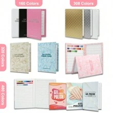 160/308/320/480 Colors PU Material /Cardboard Material Nail Display Book Nail Polish Books With Fake Nails Tips False Nails Styles Showing Book Nails Tool,240/360/480/600PCS False Nail *200/400/500/PCS Number Stickers/Set,Christmas And Winter Nail Tools