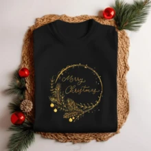 Unisex Christmas T-Shirt Merry Christmas Branch Twig Personalized Elegant Premium Fabric Print 10 - Rỉ Nâu - Xem 3