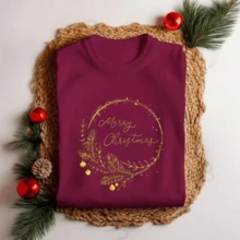 Unisex Christmas T-Shirt Merry Christmas Branch Twig Personalized Elegant Premium Fabric Print 10 - Rỉ Nâu - Xem 4