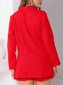 Women's Elegant Blazer And Short Set - 紅色 - 查看 2