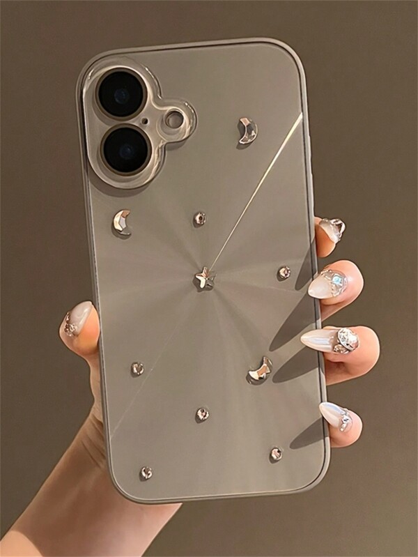 Capa Traseira Macia Compatível com iPhone 15 14 13 12 16 Pro Max 11, Luxuosa, Brilhante, com Glitter, Estrelas 3D Fofas, Lua, Aurora, Laser, Padrão de CD, Lente de Vidro Brilhante, Proteção