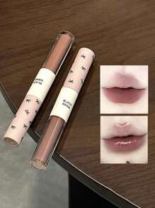 Brillo de labios doble espejo y mate 2 en 1, brillo de labios hidratante con aceites esenciales, tinte labial líquido brillante, labios hidratados y talla grande voluminosos, glaseado labial dulce de larga duración - Multicolor - Ver 15