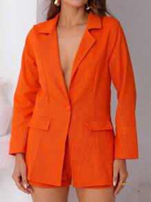 Women's Elegant Blazer And Short Set - 橘色 - 查看 8