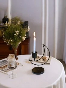 1 Gold And Black Moon Candle Holder, Suitable For Household Dining Table Desktop Candle Holder, Study, Bedroom, Living Room Reusable Metal Candle Holder, Home Decoration, Gift (Excluding Candles) - Multicolor - View 8