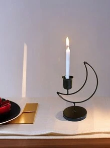 1 Gold And Black Moon Candle Holder, Suitable For Household Dining Table Desktop Candle Holder, Study, Bedroom, Living Room Reusable Metal Candle Holder, Home Decoration, Gift (Excluding Candles) - Multicolor - View 9