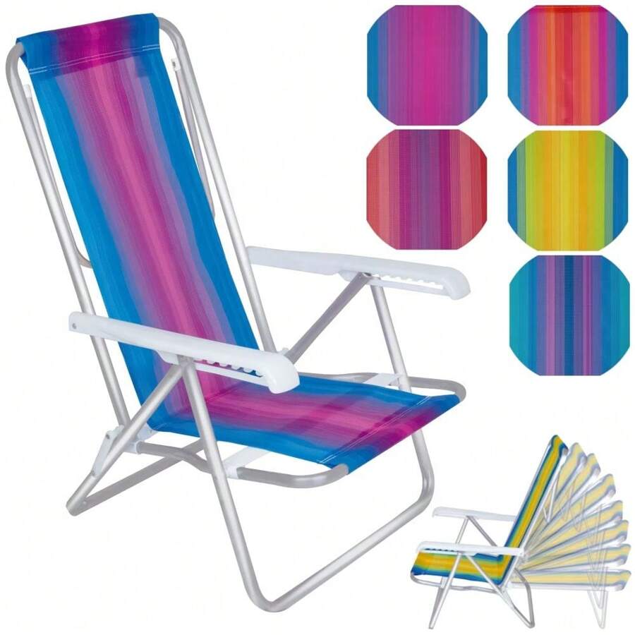 8-POSITION RECLINING ALUMINUM BEACH CHAIR - 彩色 - 查看 1