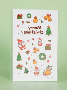 1 件圣诞卡通贴纸临时纹身防水防汗一次性纹身贴纸男女适用脸部、颈部、手臂身体艺术假纹身 - 彩色 - 查看 4