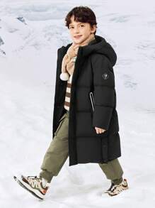 mini bala Heat-Retaining Protective Down Jacket For Boys, Girls, And Families Thick Winter Collection - Black - View 2