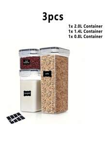 3/5/6/7/9/10/11/12/15/24pcs Stackable Large Capacity Food Storage Container With Lid, Coffee Storage Container, Multi-Functional And Reusable Food Storage Sealed Box, Used For Flour, Sugar, Dried Fruits, And Pasta, Kitchen Sorting And Storage, Kitchen Accessories