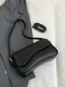 Túi đeo chéo thời trang nữ màu đỏ tía có quai xách - màu đen - Xem 4