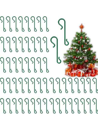200 ganci per albero di Natale a forma di S, ganci per decorazioni natalizie, ganci per appendere l'albero di Natale, ganci per decorare l'albero di Natale, ghirlande natalizie, rampicanti natalizi (verde), Natale