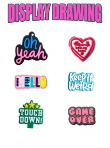 20-28 PCS Letter Phrase Series, Color Phrase, Orange Phrase, English Phrase, Pink Phrase, Game Phrase Shoe Charms For Shoe Charms Pack For Wristband Bracelets Sandals Bubble Slides PVC Shoe Charms For DIY Accessories Party Favors - Black - View 4