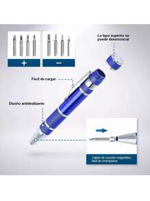 Electric Soldering Iron Kit With Tools, Tips, Multimeter - 5 Soldering Irons - Blue - View 2