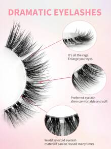 ENCHUW 5 对睫毛自然外观纤细猫眼睫毛透明带状睫毛 3D 蓬松柔软睫毛化妆延长假睫毛 - 黑色 - 查看 3