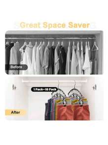 1 件不锈钢裤架，节省空间的衣柜收纳，配有 10 个夹子 - 彩色 - 查看 4