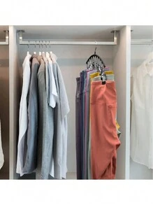 1 件不锈钢裤架，节省空间的衣柜收纳，配有 10 个夹子 - 彩色 - 查看 3