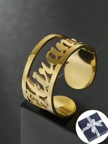 Personalized Customized Name Rings Name Rings Men's And Women's Stainless Steel Hollow Name Rings Bridesmaid And Groomsmen Gifts Anniversary/Birthday/Christmas/Valentine's Day Gifts/Mother's Day Gift